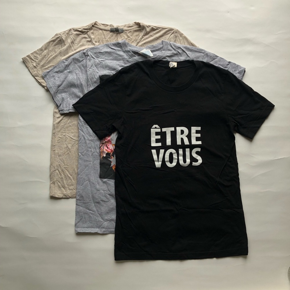 3 Women’s Graphic T-shirts (Tan, Grey, Black)